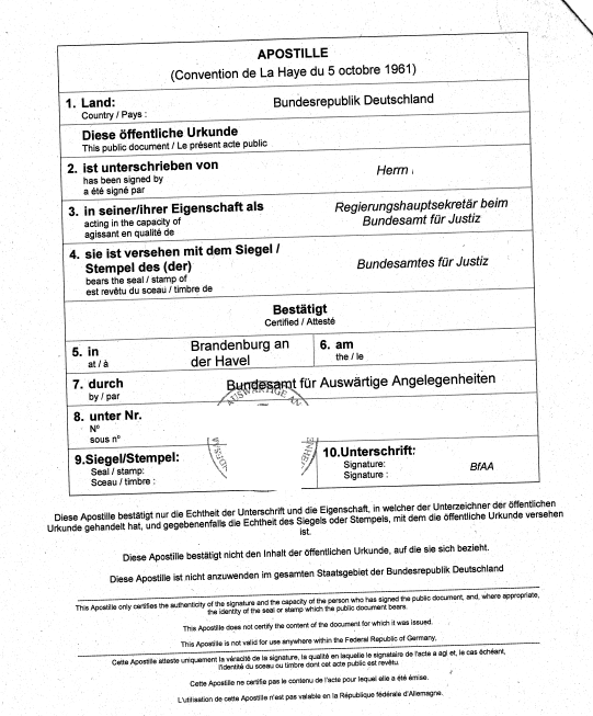 Mit Apostille, bitte!