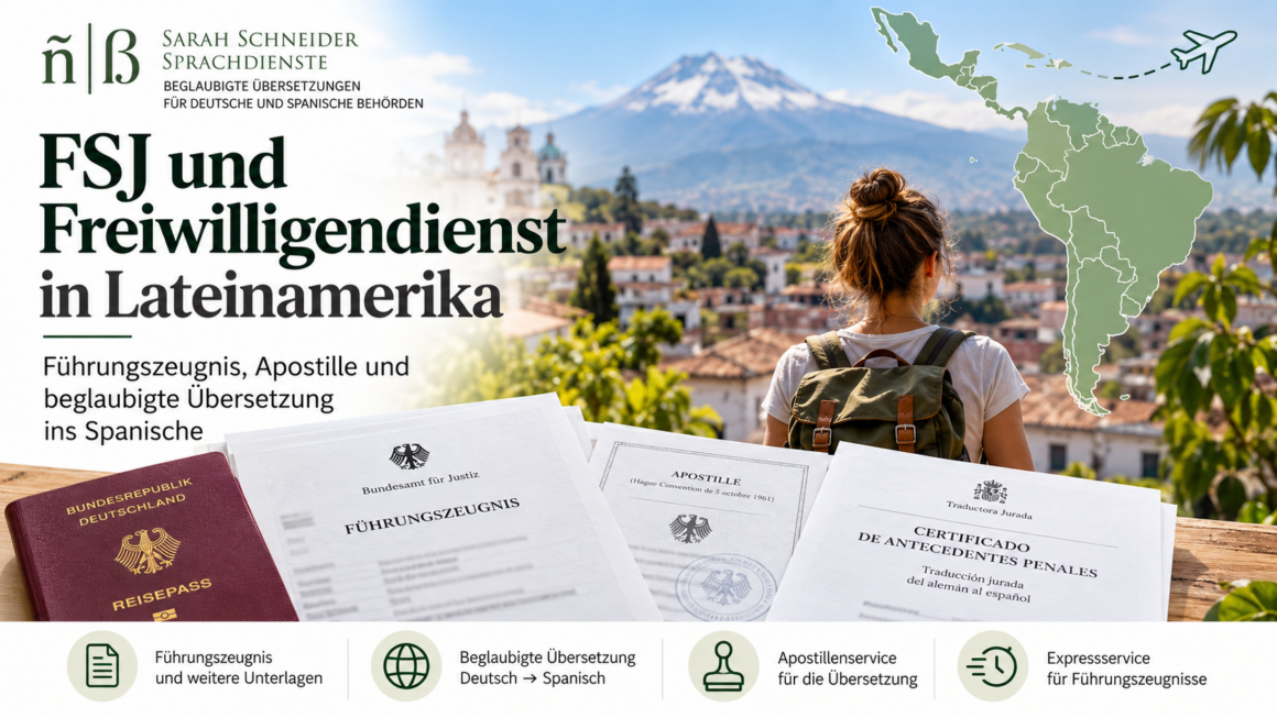 FSJ und Freiwilligendienst in Lateinamerika: Führungszeugnis, Apostille und beglaubigte Übersetzung ins Spanische