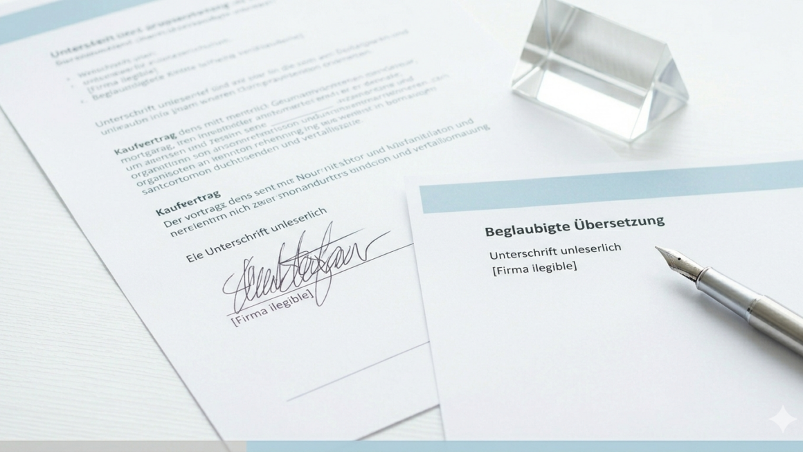„Unterschrift unleserlich“ in beglaubigten Übersetzungen – ist das ein Problem?