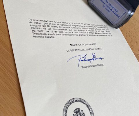 Beglaubigte Übersetzungen in die spanische Sprache zur Vorlage bei den Behörden in Spanien