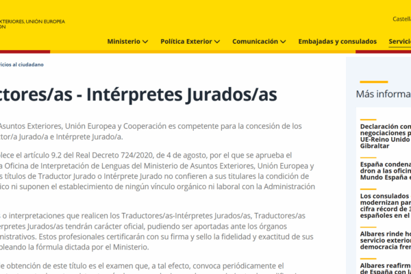 Traducciones juradas para su presentación ante las autoridades españolas – traductor «MAEC»